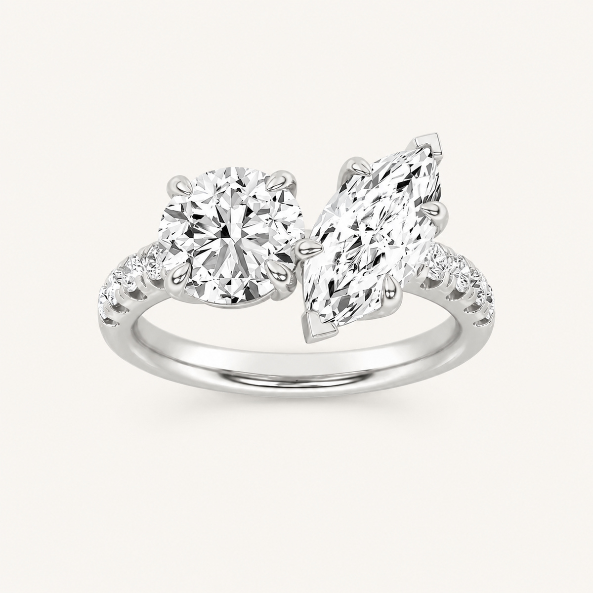 3.00 CT Round Cut Lab Grown Diamond Toi et Moi Ring