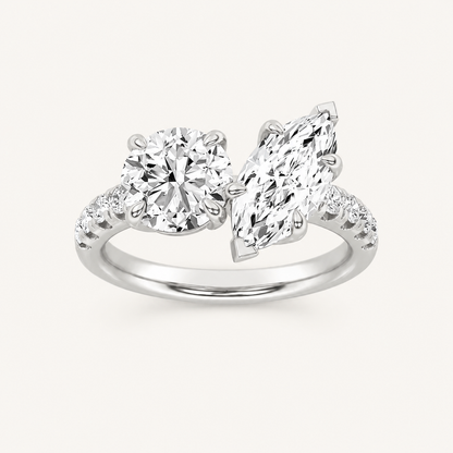 3.00 CT Round Cut Lab Grown Diamond Toi et Moi Ring