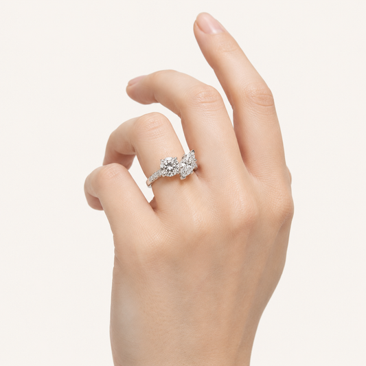 3.00 CT Round Cut Lab Grown Diamond Toi et Moi Ring