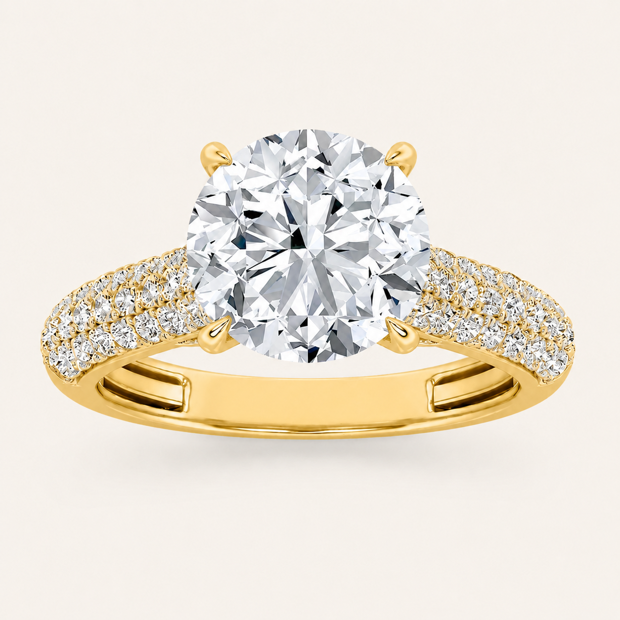 1.5CT Round Cut Lab Grown Diamond Hidden Halo Side Stone Solitaire Ring