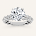 1.5CT Round Cut Lab Grown Diamond Hidden Halo Side Stone Solitaire Ring