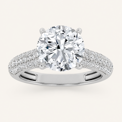 1.5CT Round Cut Lab Grown Diamond Hidden Halo Side Stone Solitaire Ring