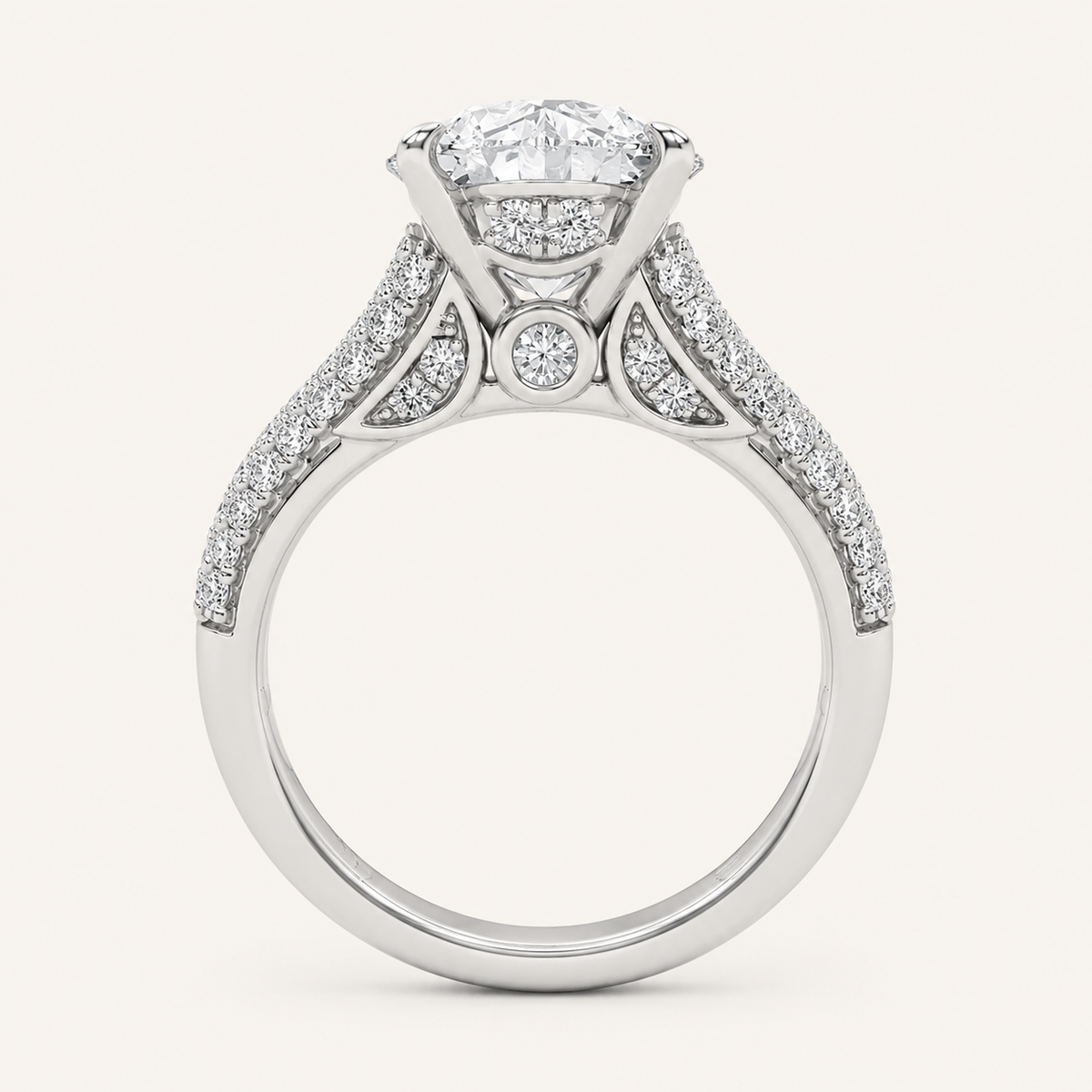 1.5CT Round Cut Lab Grown Diamond Hidden Halo Side Stone Solitaire Ring