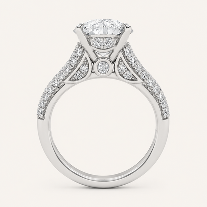 1.5CT Round Cut Lab Grown Diamond Hidden Halo Side Stone Solitaire Ring