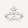 1.25 CT Oval Cut Lab Grown Diamond Tulip Motif Accented Solitaire Ring
