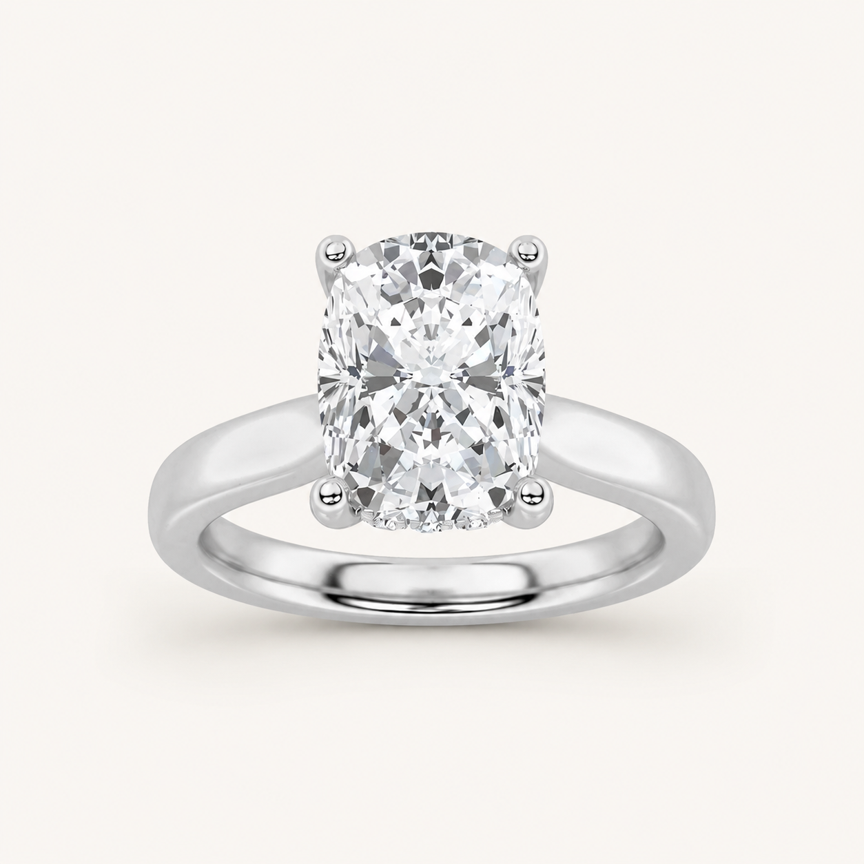 2.00 CT Elongated Cushion Cut Lab Grown Diamond Classic Cathedral Shank Solitaire Ring