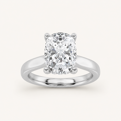 2.00 CT Elongated Cushion Cut Lab Grown Diamond Classic Cathedral Shank Solitaire Ring