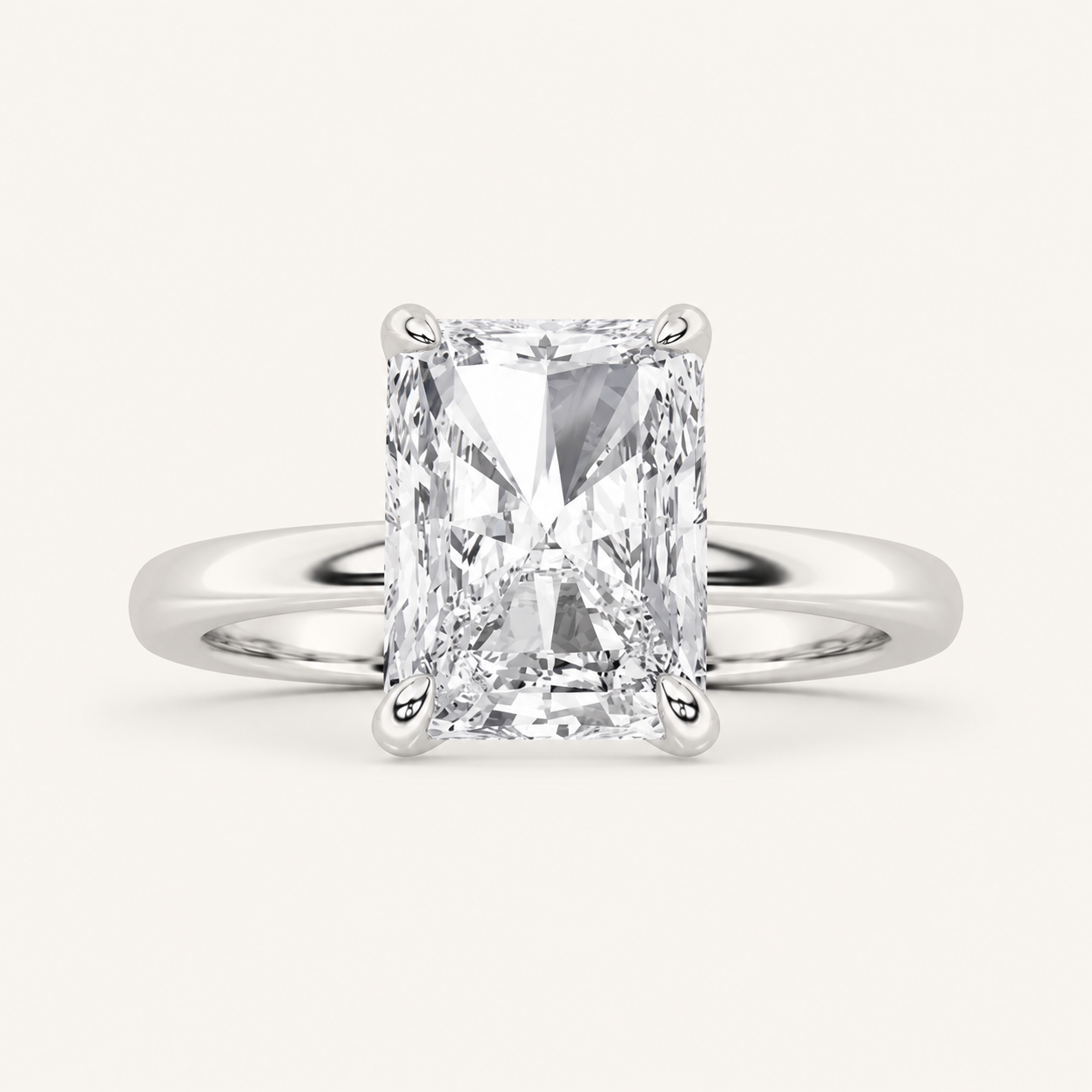 1.00 CT Radiant Cut Lab Grown Diamond Classic Solitaire Ring