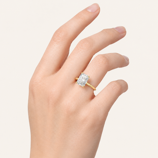 3.00 CT Radiant Cut Lab Grown Diamond Classic Solitaire Ring