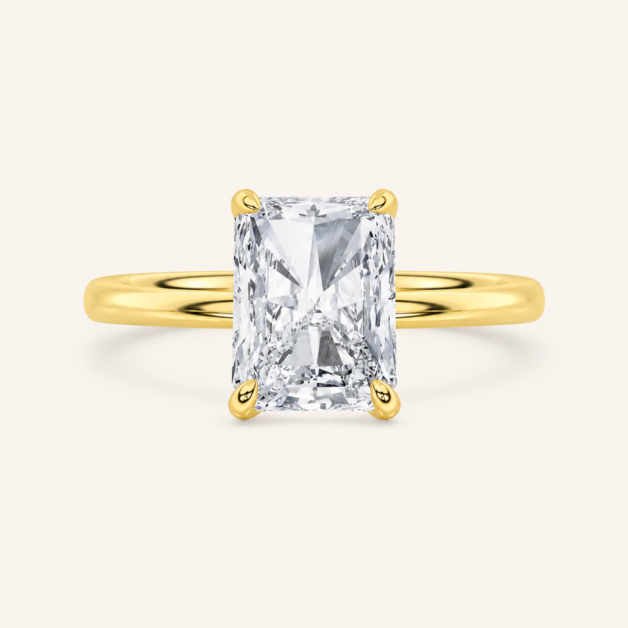 4.00 CT Radiant Cut Lab Grown Diamond Classic Solitaire Ring