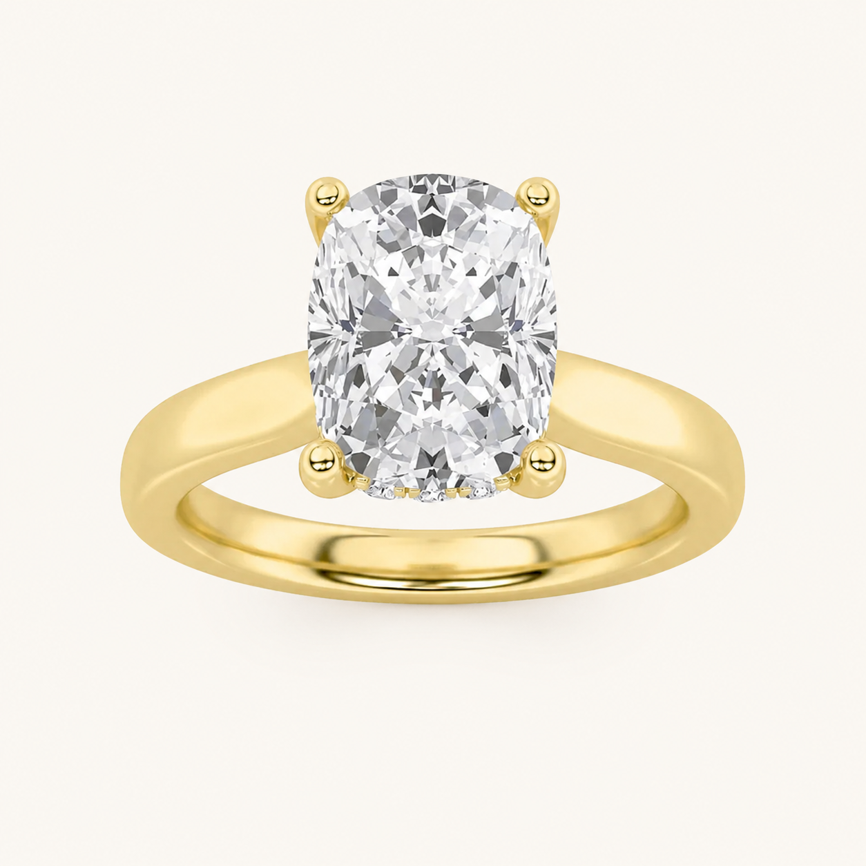 1.00 CT Elongated Cushion Cut Lab Grown Diamond Cathedral Shank Solitaire Ring