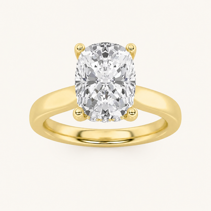 1.00 CT Elongated Cushion Cut Lab Grown Diamond Cathedral Shank Solitaire Ring