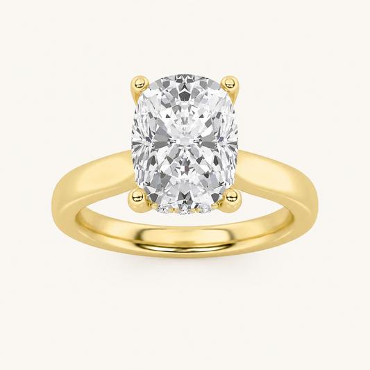 1.00 CT Elongated Cushion Cut Lab Grown Diamond Cathedral Shank Solitaire Ring