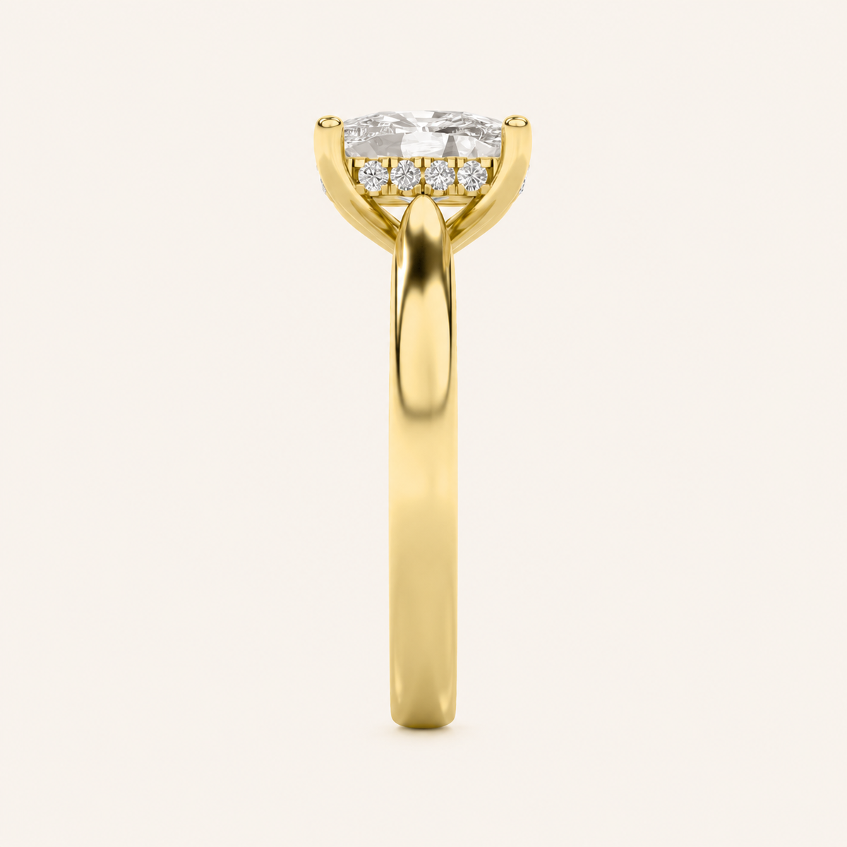 1.00 CT Elongated Cushion Cut Lab Grown Diamond Cathedral Shank Solitaire Ring