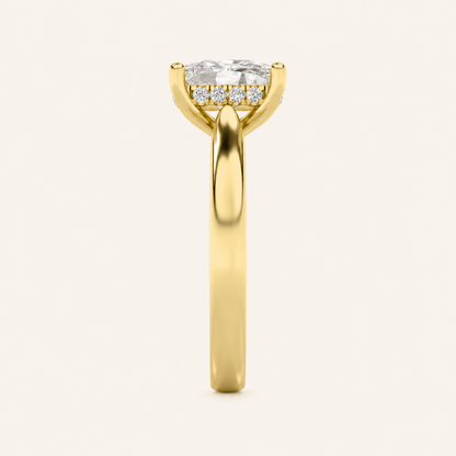 1.00 CT Elongated Cushion Cut Lab Grown Diamond Cathedral Shank Solitaire Ring