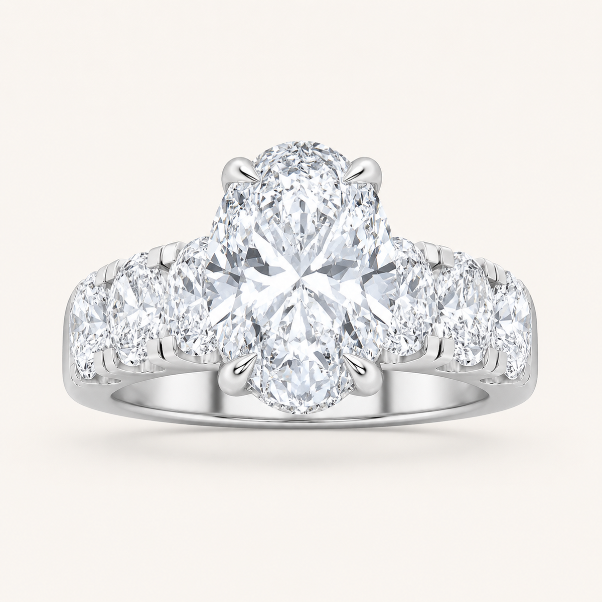 4.00 CT Oval Cut Lab Grown Diamond Bold Accented Cluster Ring