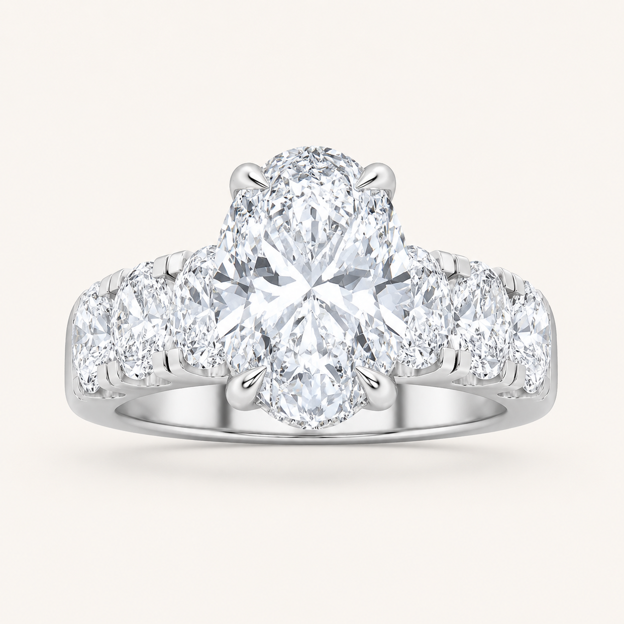 4.00 CT Oval Cut Lab Grown Diamond Bold Accented Cluster Ring