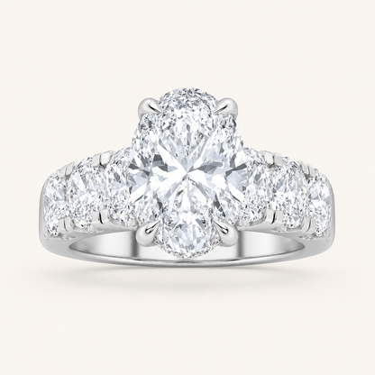 4.00 CT Oval Cut Lab Grown Diamond Bold Accented Cluster Ring