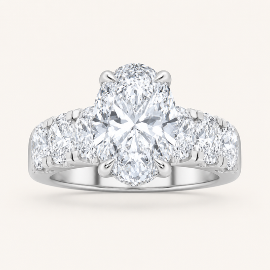 4.00 CT Oval Cut Lab Grown Diamond Bold Accented Cluster Ring