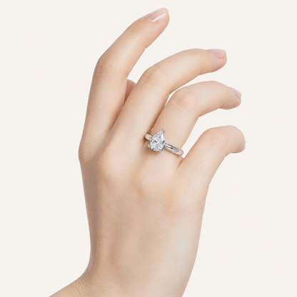 2.00 CT Pear Cut Lab Grown Diamond Classic Shank Solitaire Engagement Ring
