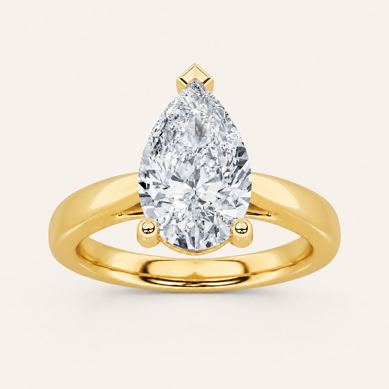 2.00 CT Pear Cut Lab Grown Diamond Classic Shank Solitaire Engagement Ring