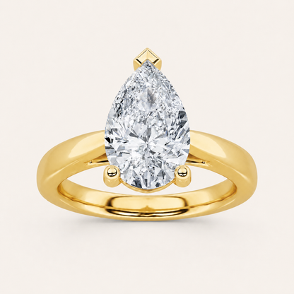 2.00 CT Pear Cut Lab Grown Diamond Classic Shank Solitaire Engagement Ring