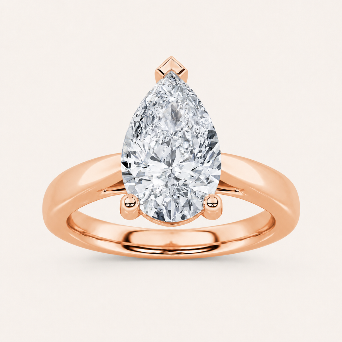2.00 CT Pear Cut Lab Grown Diamond Classic Shank Solitaire Engagement Ring
