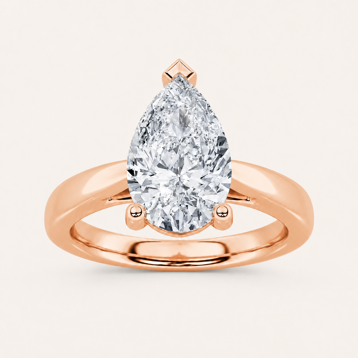 2.00 CT Pear Cut Lab Grown Diamond Classic Shank Solitaire Engagement Ring