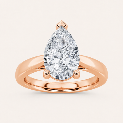 2.00 CT Pear Cut Lab Grown Diamond Classic Shank Solitaire Engagement Ring