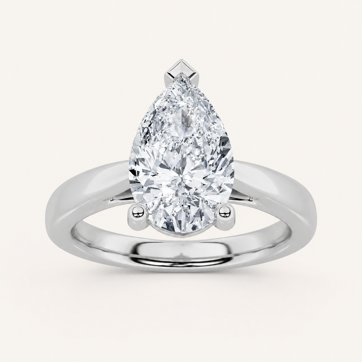 2.00 CT Pear Cut Lab Grown Diamond Classic Shank Solitaire Engagement Ring