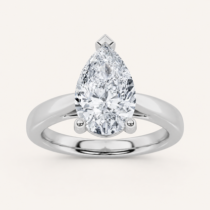 2.00 CT Pear Cut Lab Grown Diamond Classic Shank Solitaire Engagement Ring