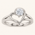 0.5CT Round Cut Lab Grown Diamond Heart Shaped Solitaire Ring