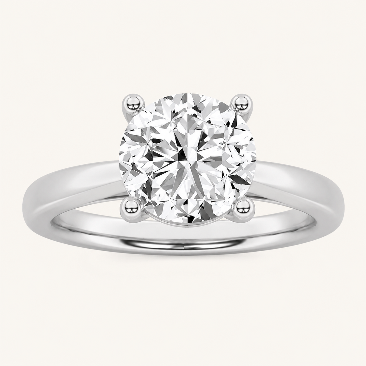 3.00 CT Round Cut Lab Grown Diamond Classic Shank Solitaire Engagement Ring