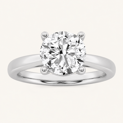 3.00 CT Round Cut Lab Grown Diamond Classic Shank Solitaire Engagement Ring