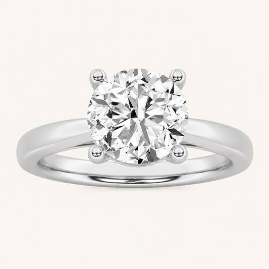2.5CT Round Cut Lab Grown Diamond Classic Shank Solitaire Engagement Ring