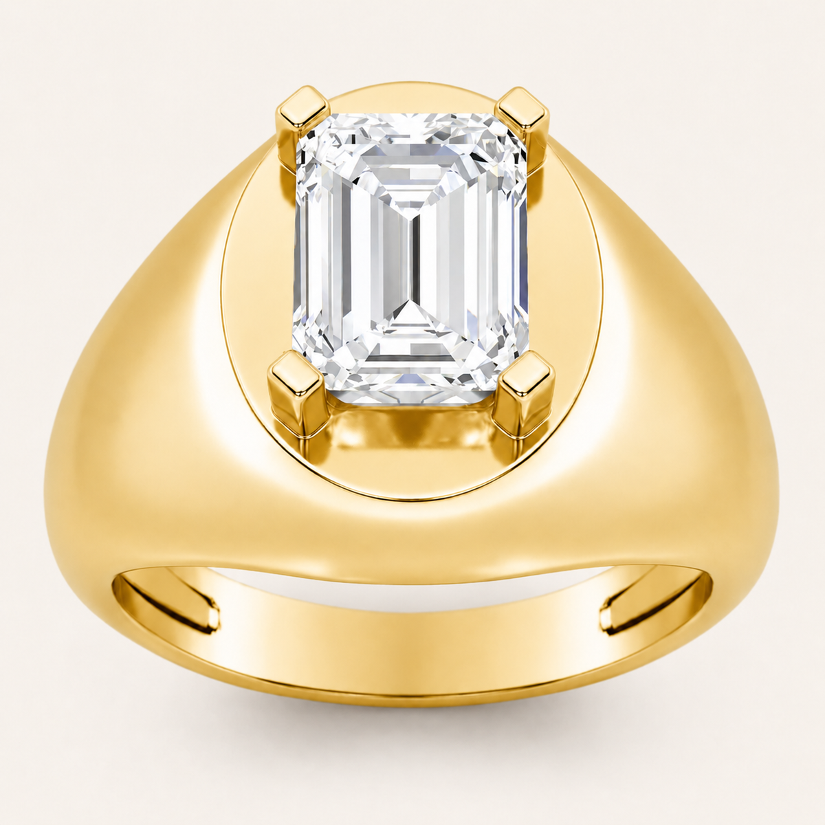 3.00 CT Emerald Cut Lab Grown Diamond Solitaire Men's Ring