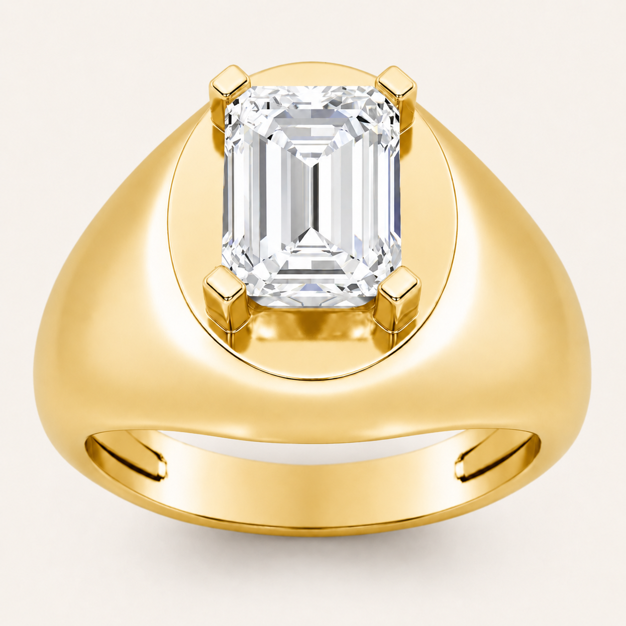 3.00 CT Emerald Cut Lab Grown Diamond Solitaire Men's Ring