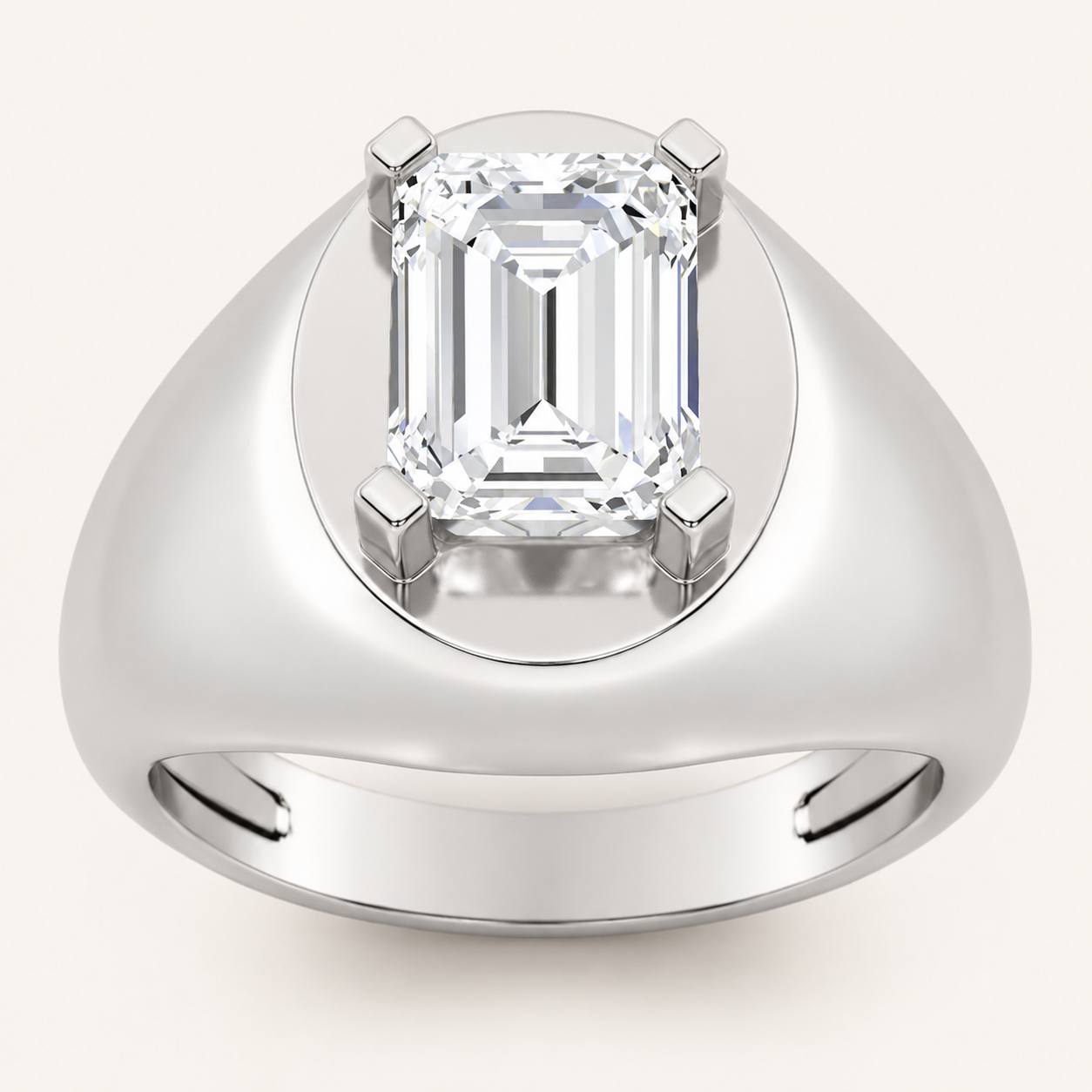 3.00 CT Emerald Cut Lab Grown Diamond Solitaire Men's Ring