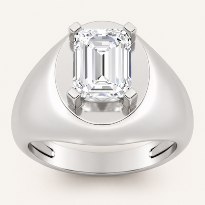 3.00 CT Emerald Cut Lab Grown Diamond Solitaire Men's Ring