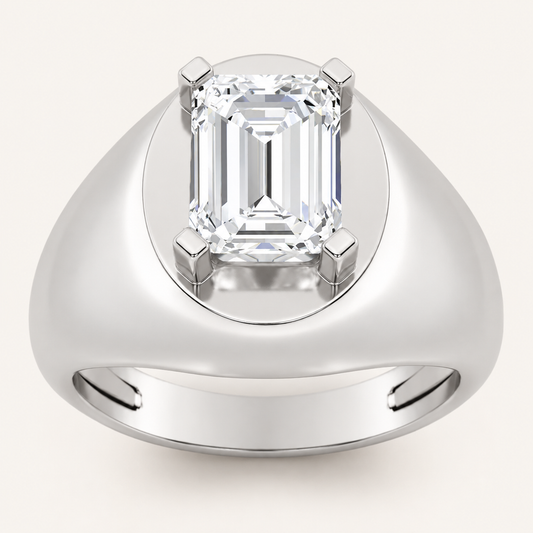 3.00 CT Emerald Cut Lab Grown Diamond Mens Ring