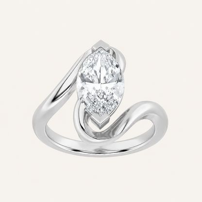 2CT Marquise Cut Lab Grown Diamond Solitaire Ring