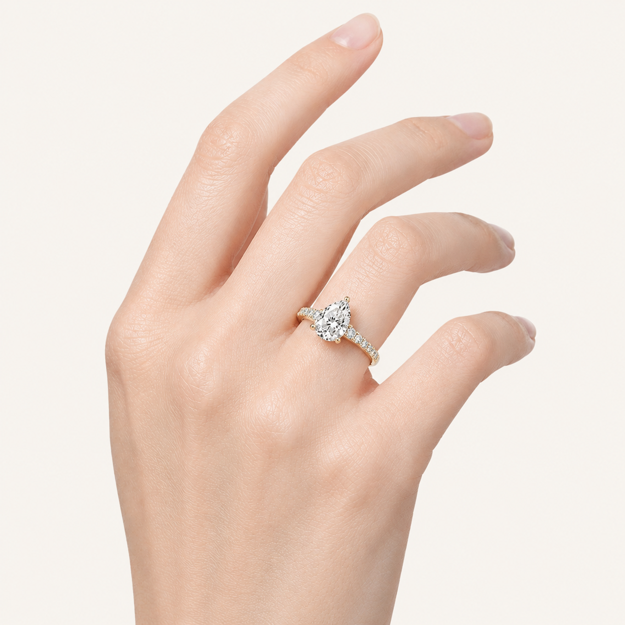 2.00 CT Pear Cut Lab Grown Diamond Two Tone Accented Rope Design Engagement Ring