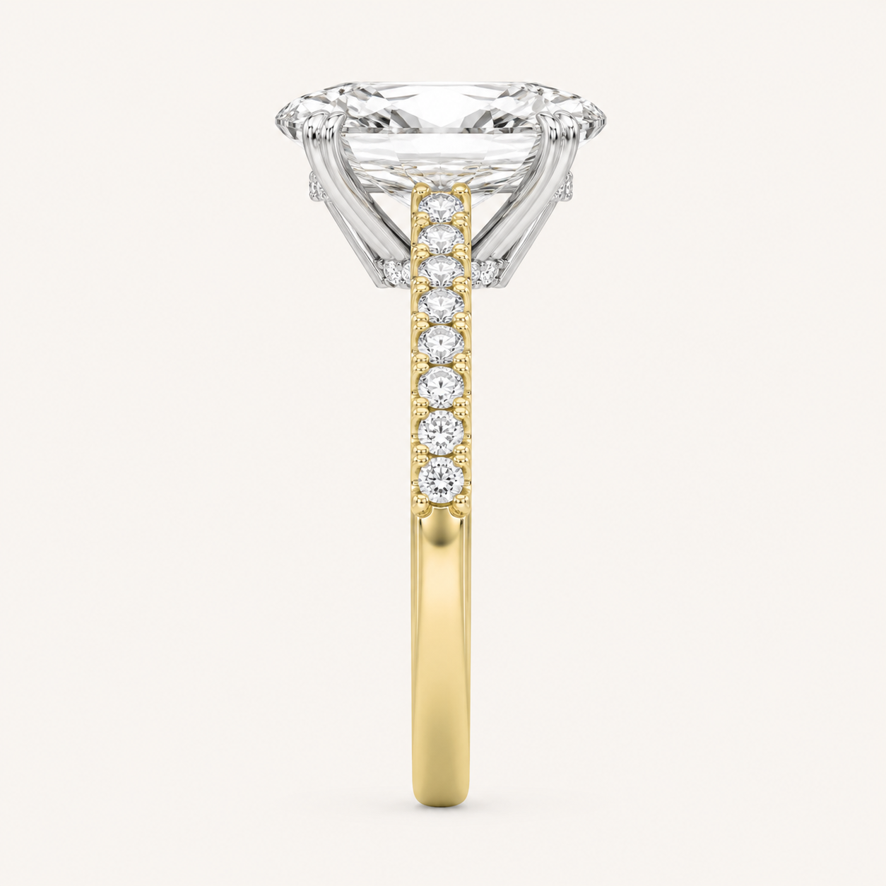 2.00 CT Pear Cut Lab Grown Diamond Two Tone Accented Rope Design Engagement Ring