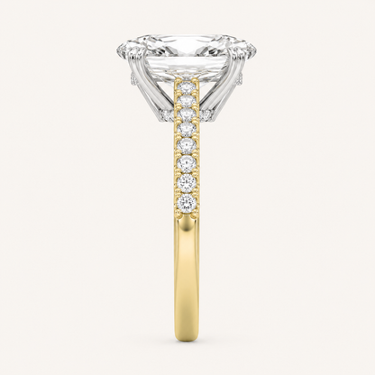2.00 CT Pear Cut Lab Grown Diamond Two Tone Accented Rope Design Engagement Ring