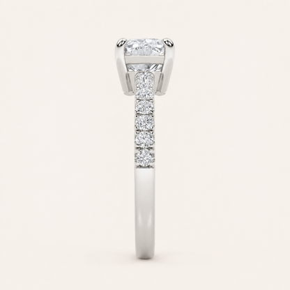 1.5CT Elongated Cushion Cut Lab Grown Diamond East West Accented Ring