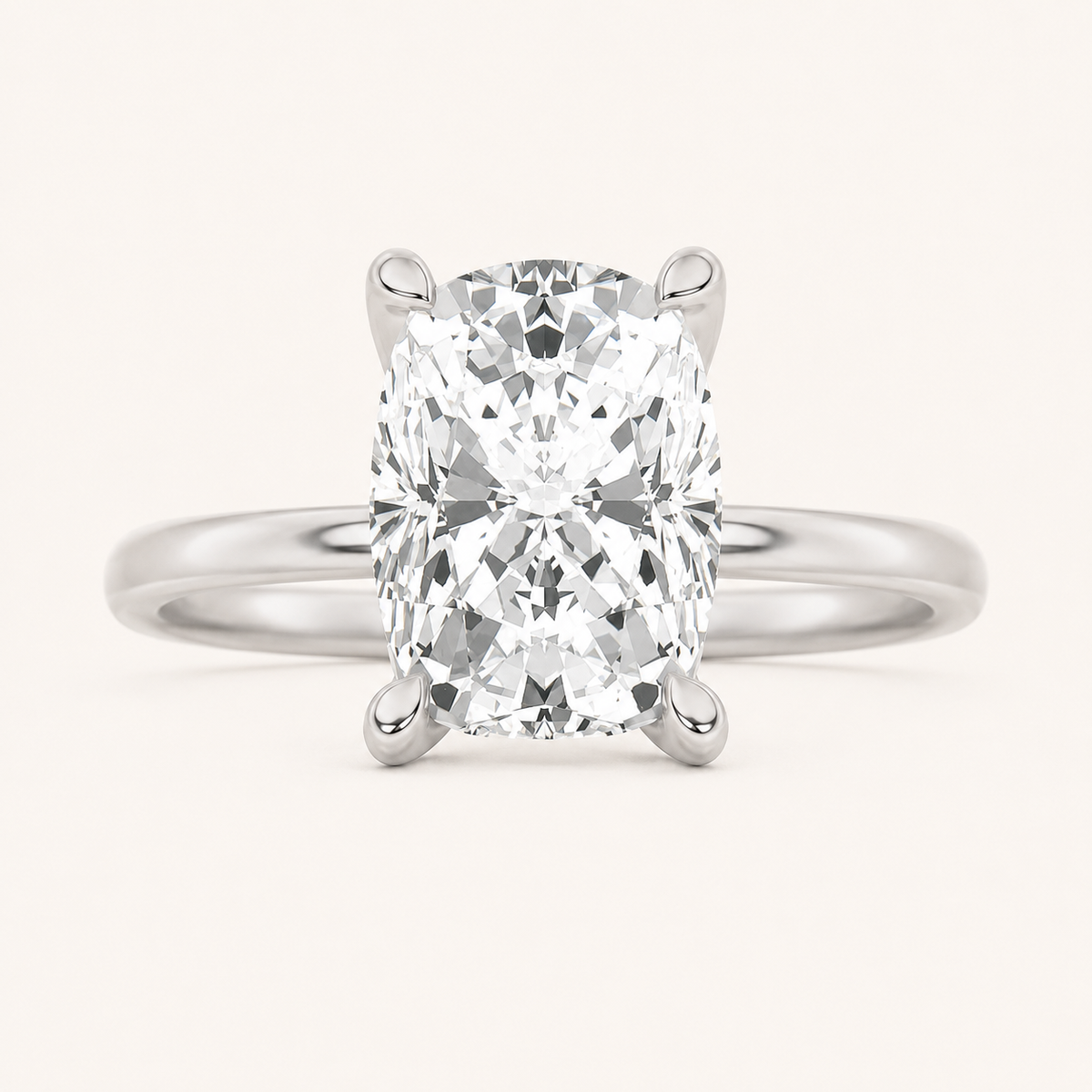 2.5CT Elongated Cushion Cut Lab Grown Diamond Solitaire Engagement Ring