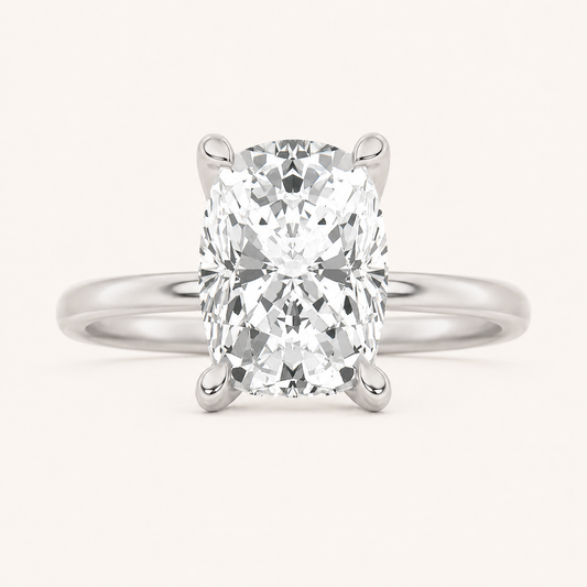 2.5CT Elongated Cushion Cut Lab Grown Diamond Solitaire Engagement Ring