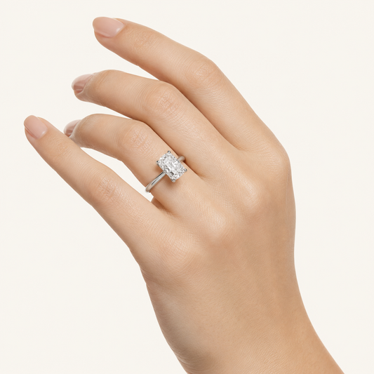 2.5CT Elongated Cushion Cut Lab Grown Diamond Solitaire Engagement Ring