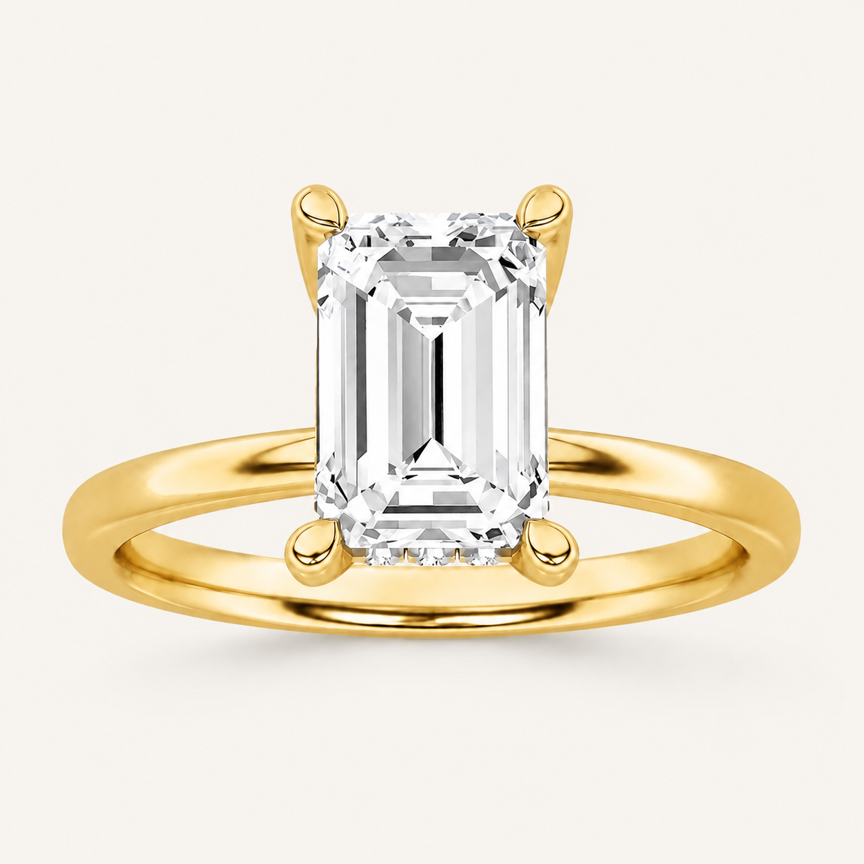 2CT Emerald Cut Lab Grown Diamond Halo Petite Shank Ring