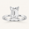 2CT Emerald Cut Lab Grown Diamond Halo Petite Shank Ring